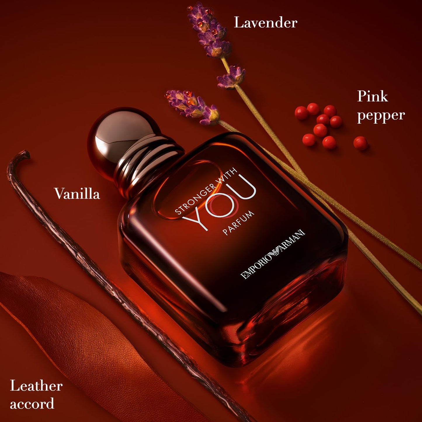 Emporio Armani Stronger With You Parfum, Armani Beauty für Herren, Herrenduft, Holzig-warmer Amber-Duft, mit Rum, Bergamotte, Lavendel, Zedernholz und Vanille, 100ml