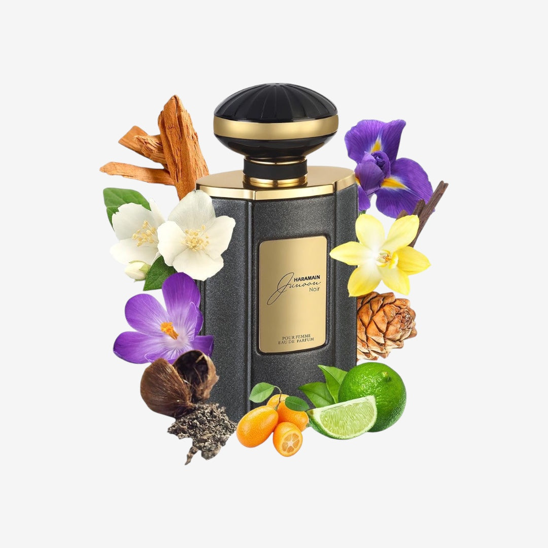 Al Haramain Junoon Noir Eau de Parfum, Spray für Damen, 75 ml, Schwarz