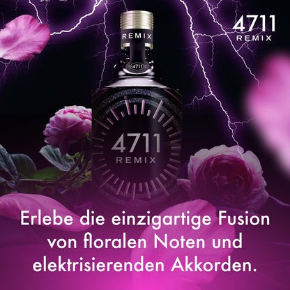 4711 Remix Electric Night Eau de Parfum, 100 ml: Damen Parfüm mit Zitrone, Pfingstrose, Zedernholz, Vanille – elektrisierender, intensiver, unwiderstehlicher Duft für Frauen