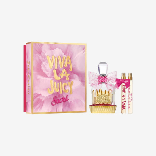 Juicy Couture – Viva La Juicy Sucré 3-teiliges Set, Gourmand-Duft mit süßem Amber, Mandarinen & Vanille, Unwiderstehliches Eau de Parfum für Damen, Langanhaltende Damendüfte für das Viva-Girl