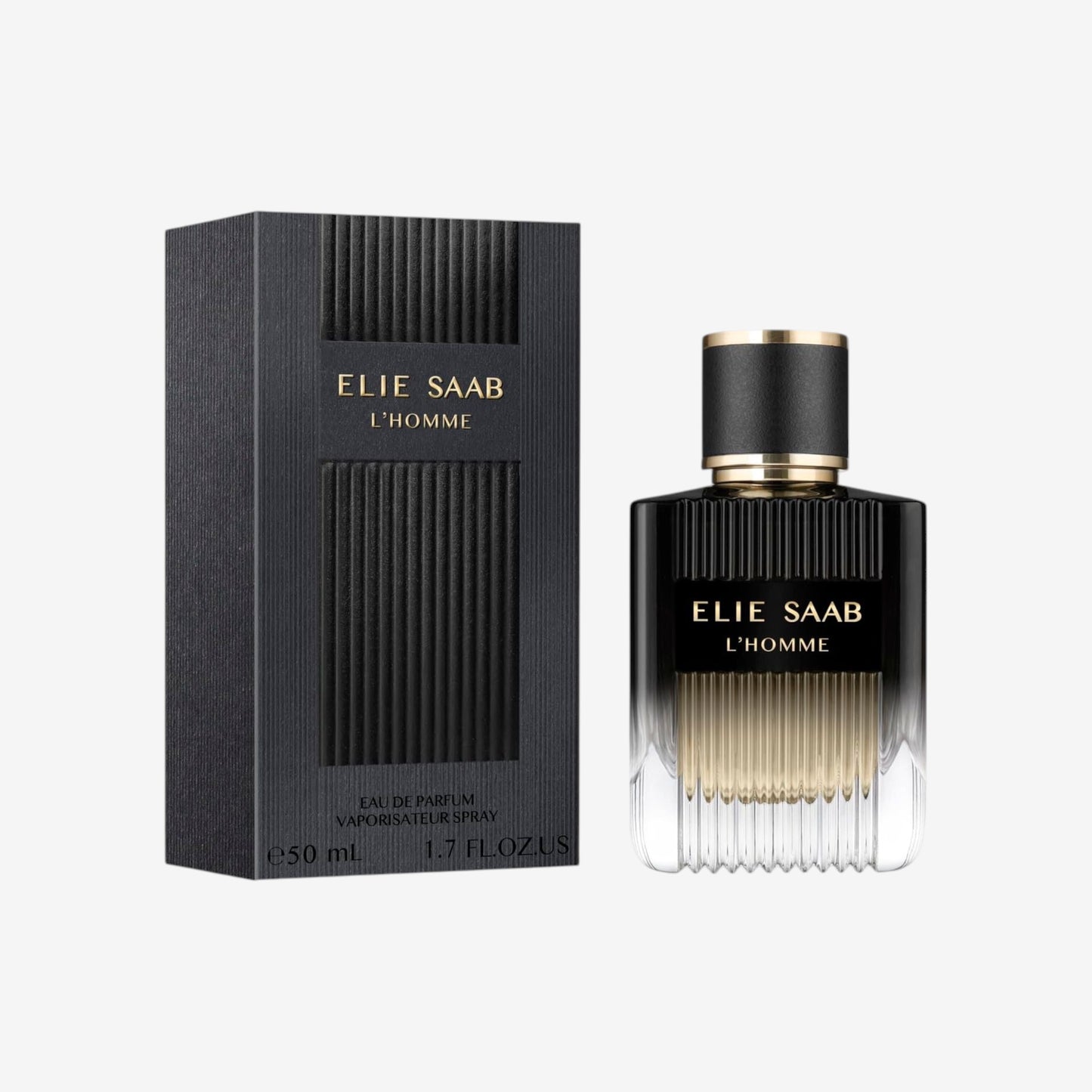 Elie Saab L'Homme 100ml - Eau de Parfum for Men - Woody Vetiver Fragrance - Refined Notes of Bergamot, Cedarwood, Vetiver, Patchouli and Myrrh - Black Gradient Varnished Glass Bottle