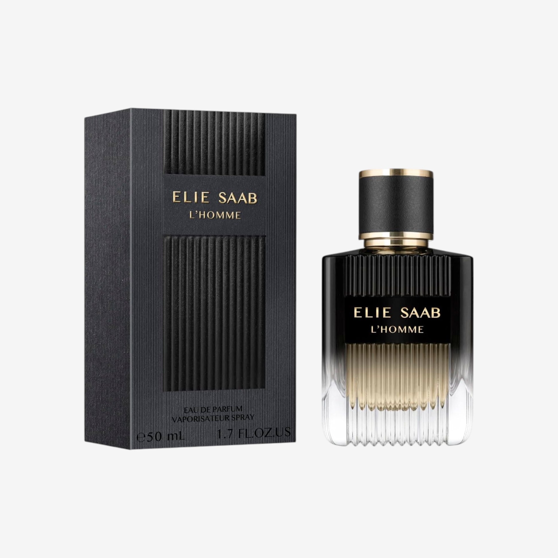 Elie Saab L'Homme 100ml - Eau de Parfum for Men - Woody Vetiver Fragrance - Refined Notes of Bergamot, Cedarwood, Vetiver, Patchouli and Myrrh - Black Gradient Varnished Glass Bottle