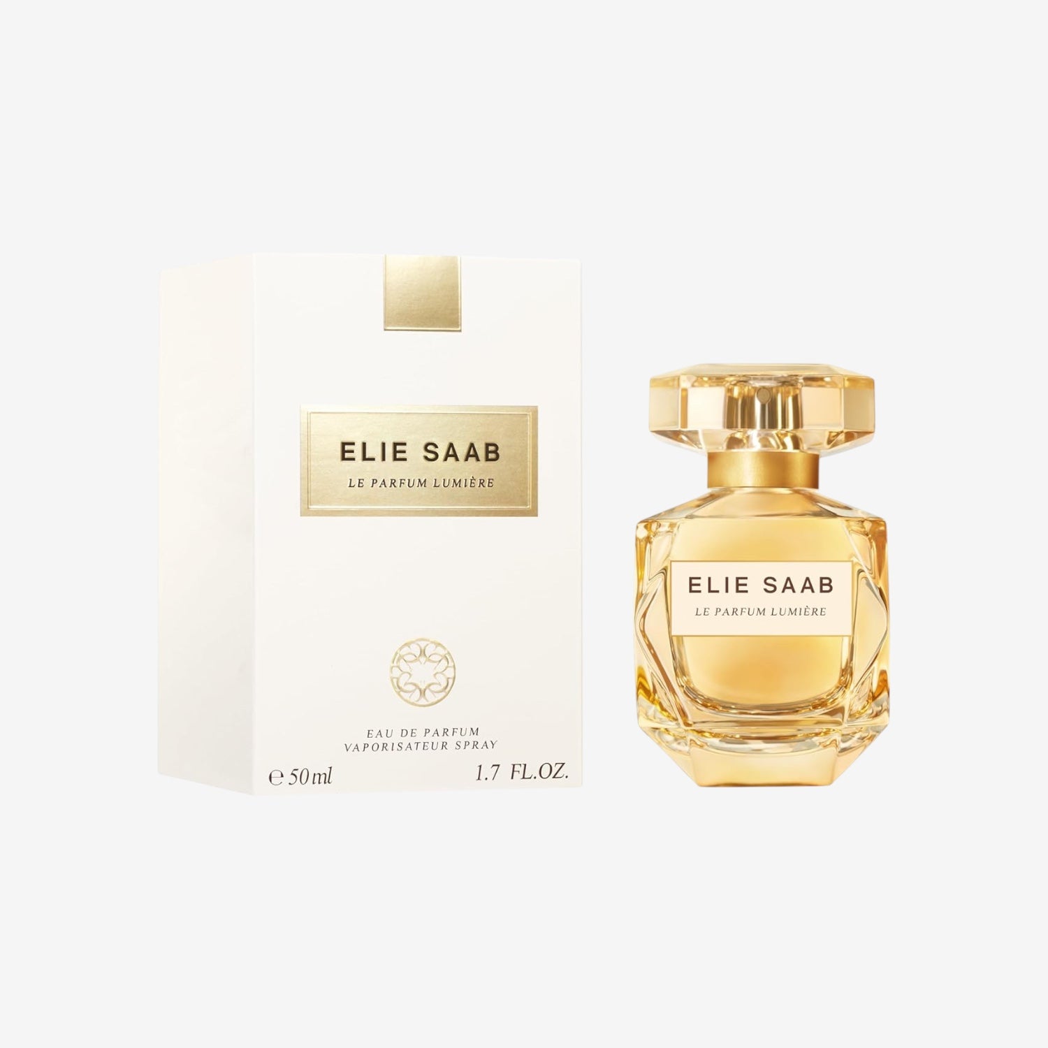 Elie Saab Le Parfum Lumière 50 ml – Eau de Parfum für Frauen – Blumiger Holziger Duft – Umwerfende Noten von Ylang Ylang, Jasmin und Amberholz – Transparentes Glasflakon