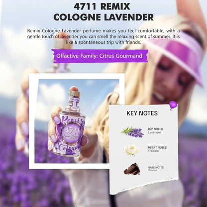 4711® Remix Cologne Lavendel I Eau de Cologne - frisch - floral - unbeschwert - die blühende Frische des Lavendels sommerlich neu ge-remixt! I 100ml Natural Spray Vaporisateur
