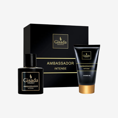 Gisada - Ambassador Intense Set | Geschenkset | Eau de Parfum 50 ml & Duschgel 100 ml | Würziger, frischer Herrenduft