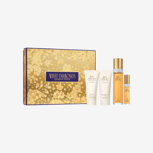 Elizabeth Taylor Set White Diamonds Eau de Toilette für Damen, feuchtigkeitsspendendes Duschgel, parfümiert, Körpercreme, Blumenduft, Spray, Damenduft, auf Basis von belebenden Noten