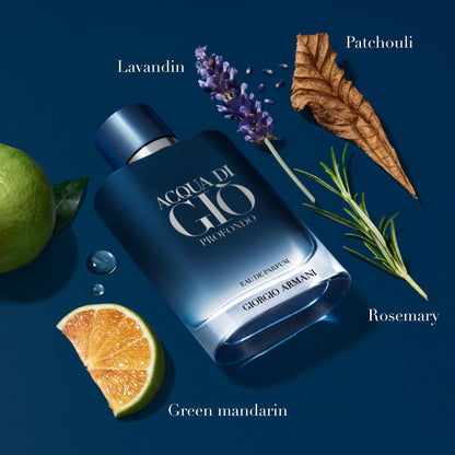 Armani beauty Acqua di Giò Profondo – Eau de Parfum Nachfüller – Köln für Männer – frischer & aromatischer Herrenduft – Mandarine, Lavendel, Zedernholznoten