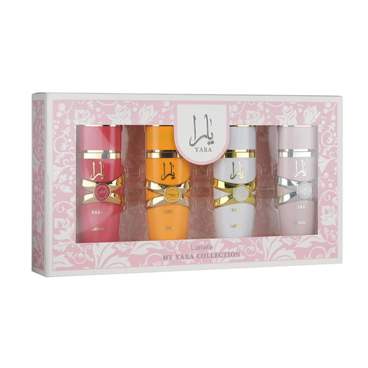Lattafa My Yara Collection – 4 × 25 ml Eau de Parfum Gift Set for Women (Yara + Yara Moi + Yara Tous + Yara Candy)