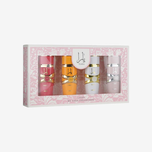 Lattafa My Yara Collection – 4 × 25 ml Eau de Parfum Gift Set for Women (Yara + Yara Moi + Yara Tous + Yara Candy)