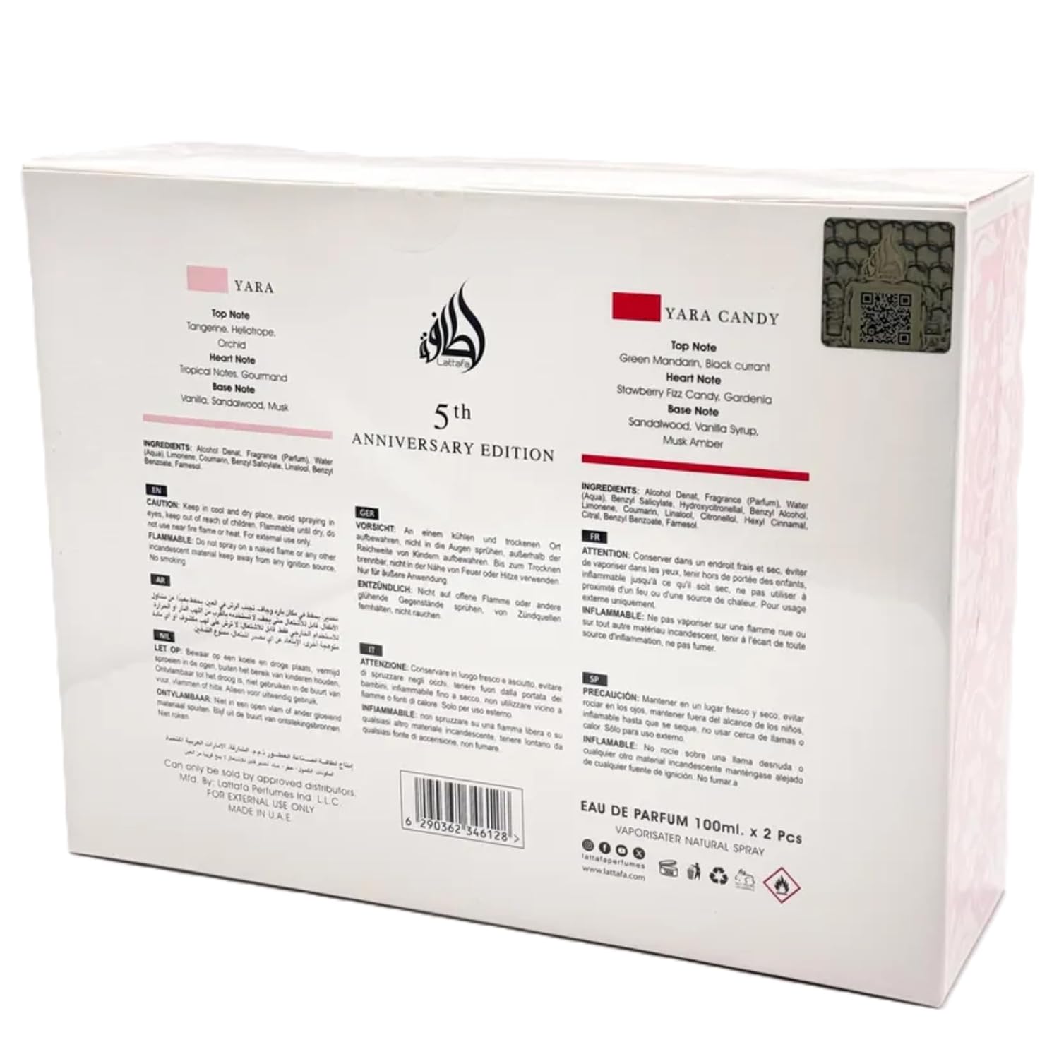 Lattafa Anniversary Edition Yara & Yara Candy Eau de Parfum (100 ml + 100 ml), exklusive Düfte für Damen, süß, blumig und raffiniert