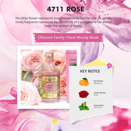 4711® Echt Kölnisch Wasser I Floral Collection - ROSE - Eau de Cologne - florale Neuinterpretation der Ikone - romantisch – weiblich – sanft I 100ml Natural Spray Vaporisateur