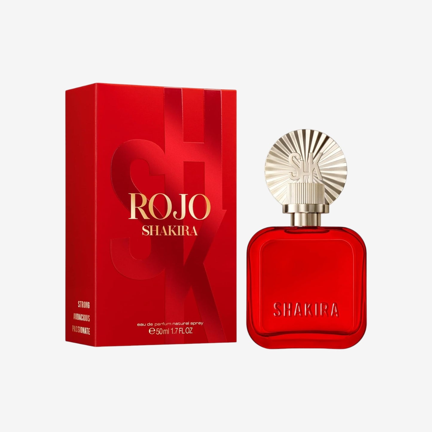 Shakira Perfumes – ROJO by Shakira Eau de Parfum für Damen – Langanhaltend – Kraftvoller, sinnlicher und charmanter Duft – Blumige, würzige und Bernsteinnoten – Ideal für tagsüber – 50 ml