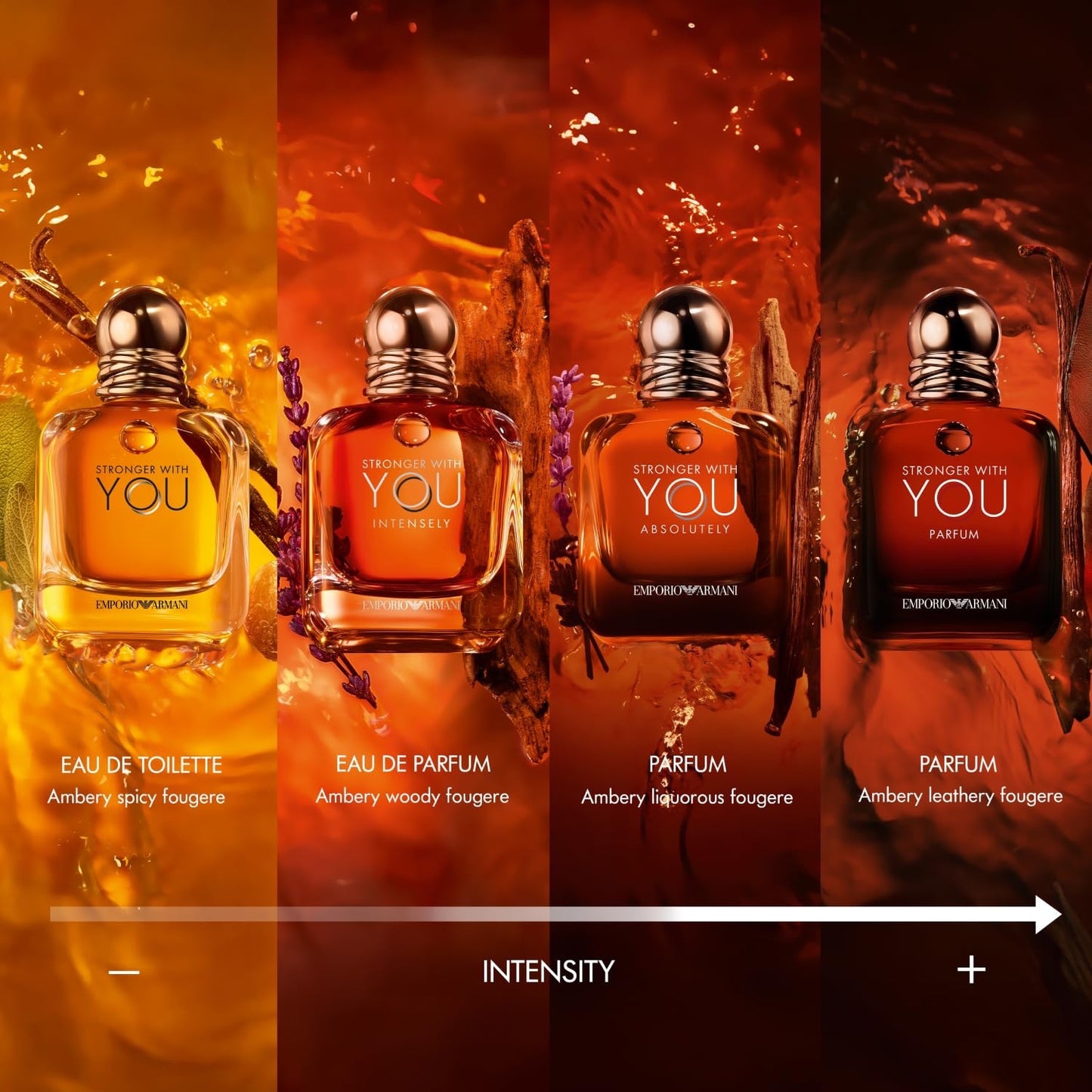 Emporio Armani Stronger With You Parfum, Armani Beauty für Herren, Herrenduft, Holzig-warmer Amber-Duft, mit Rum, Bergamotte, Lavendel, Zedernholz und Vanille, 100ml