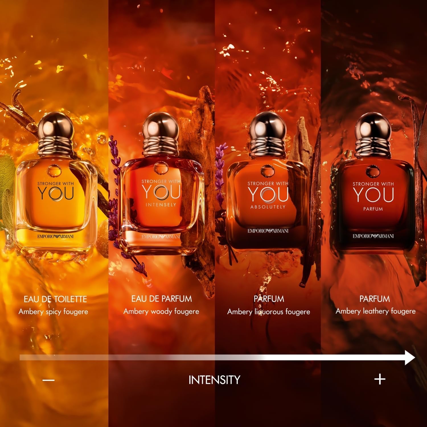 Emporio Armani Stronger With You Parfum, Armani Beauty für Herren, Herrenduft, Holzig-warmer Amber-Duft, mit Rum, Bergamotte, Lavendel, Zedernholz und Vanille, 100ml