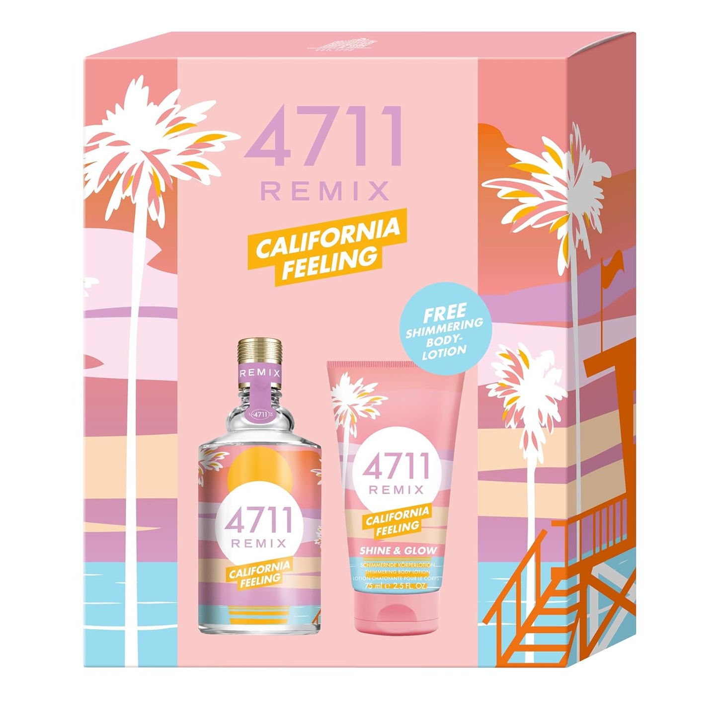 4711® Remix California Feeling I Geschenkset - zitrisch - fruchtig - floral - für einen Unvergesslichen Sommer I Eau de Cologne 100ml & Bodylotion 75ml