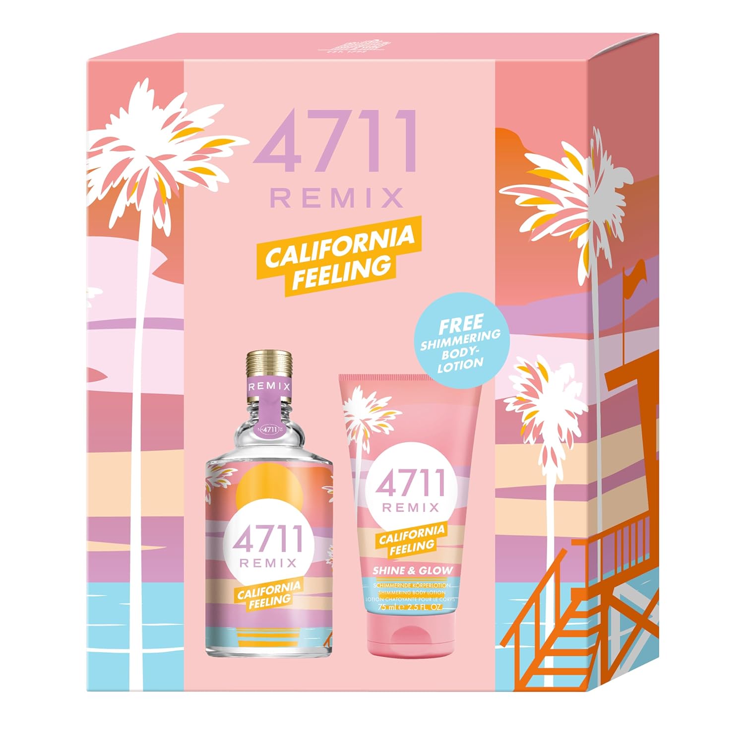 4711® Remix California Feeling I Geschenkset - zitrisch - fruchtig - floral - für einen Unvergesslichen Sommer I Eau de Cologne 100ml & Bodylotion 75ml