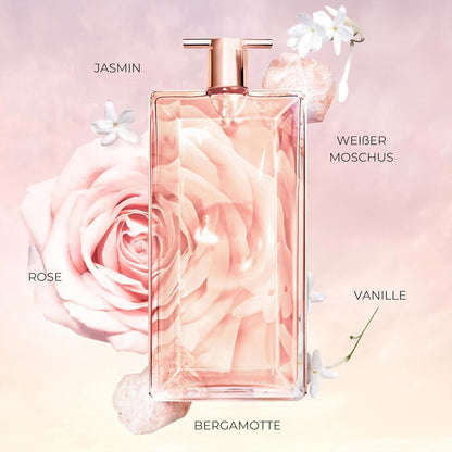 Lancôme Idôle Eau de Parfum, femininer, strahlender Duft mit Rose, Jasmin und Chypre-Akkord, nachhaltig und nachfüllbar