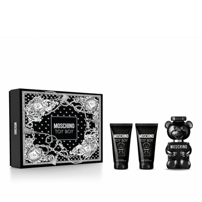 Moschino Toy Boy von Moschino für Männer - 3-teiliges Geschenkset 50 ml EDP Spray, Dusch- und Badegel, After Shave Balsam