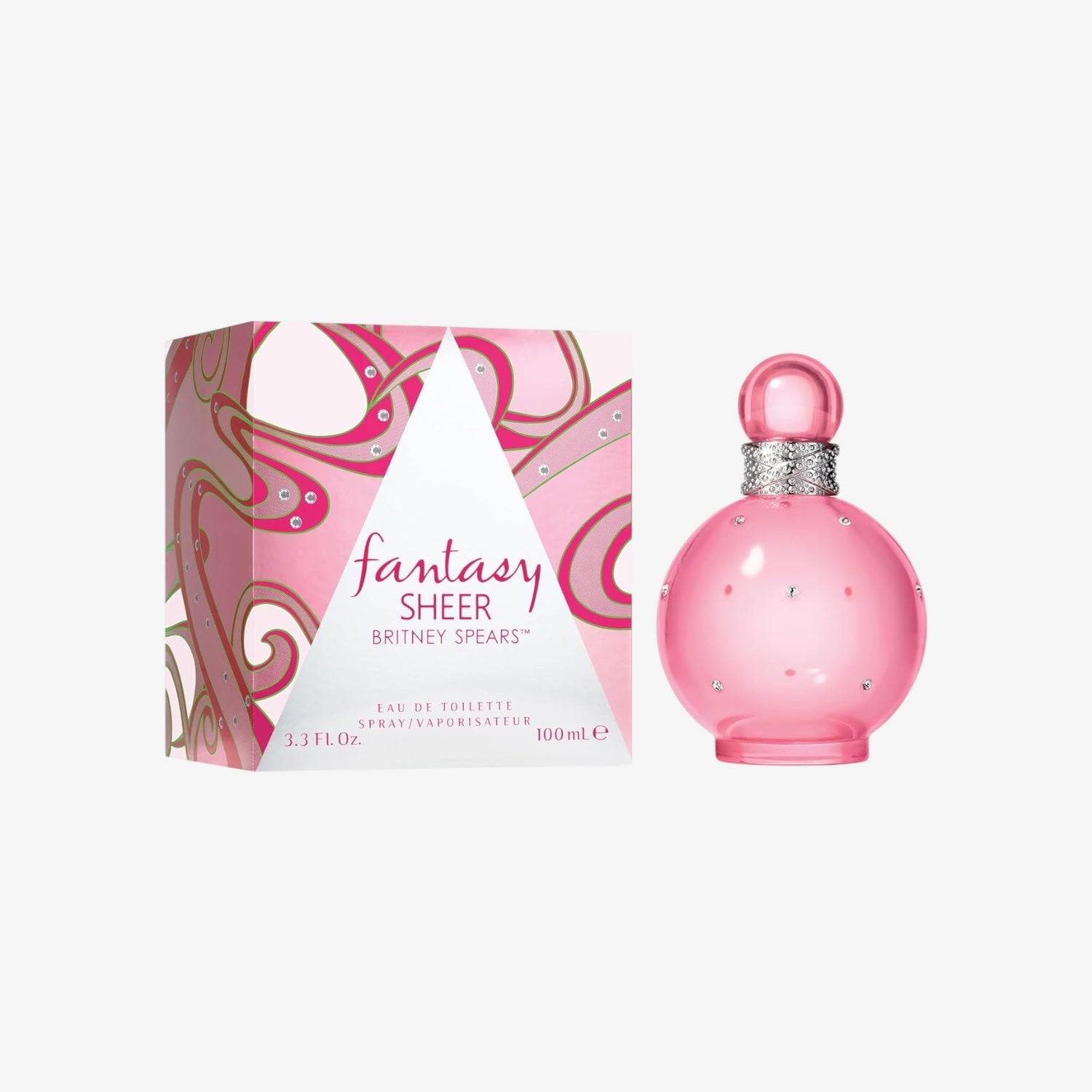Britney Spears Fantasy Sheer 100 ml – Eau de Toilette für Damen – Blumiger Gourmand-Duft – Noten von Roter Litschi, Seerose und Weißem Moschus – Parfum Damen – Pastellrosa Flakon