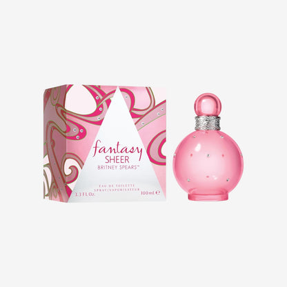 Britney Spears Fantasy Sheer 100 ml – Eau de Toilette für Damen – Blumiger Gourmand-Duft – Noten von Roter Litschi, Seerose und Weißem Moschus – Parfum Damen – Pastellrosa Flakon