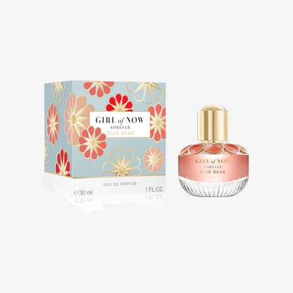 Elie Saab Girl of Now Forever 30 ml – Eau de Parfum für Frauen – Blumig-fruchtiger Duft – Prickelnde Noten von Himbeere, Zitrusfrüchten, Rose, Mandelblüte und Patschuli – Transparenter Glasflakon