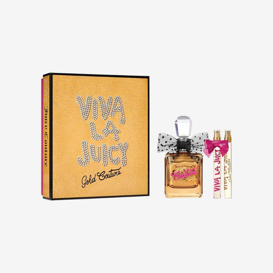 Juicy Couture - Viva La Juicy Gold Couture 3-teiliges Set, floraler Gourmand Amberduft, wilde Beeren, Jasmin Sambac & Vanillecreme, dekadentes, genussvolles & verführerisches Eau de Parfum für Damen