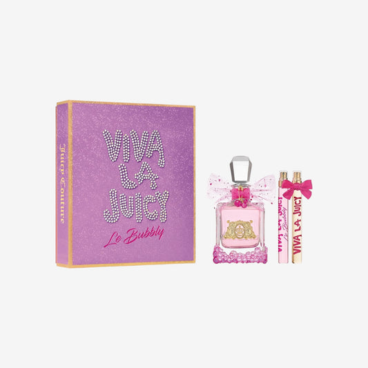 Juicy Couture Viva La Juicy Le Bubbly, Eau de Parfum für Damen, Zerstäuber, Taschenformat, Taschenzerstäuber, fruchtiger und leckerer Duft, rosa Beeren, Jasmin, Vanille, Damenduft-Set