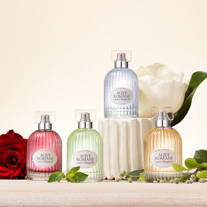 Laura Biagiotti – Aqve Romane Ambrosia Aurea Eau de Toilette 100 ml – Damenduft – Blumige, süße moschusbetonte Komposition – Zarte, sinnliche Noten – Ikonischer Flakon inspiriert von Römischen Tempeln