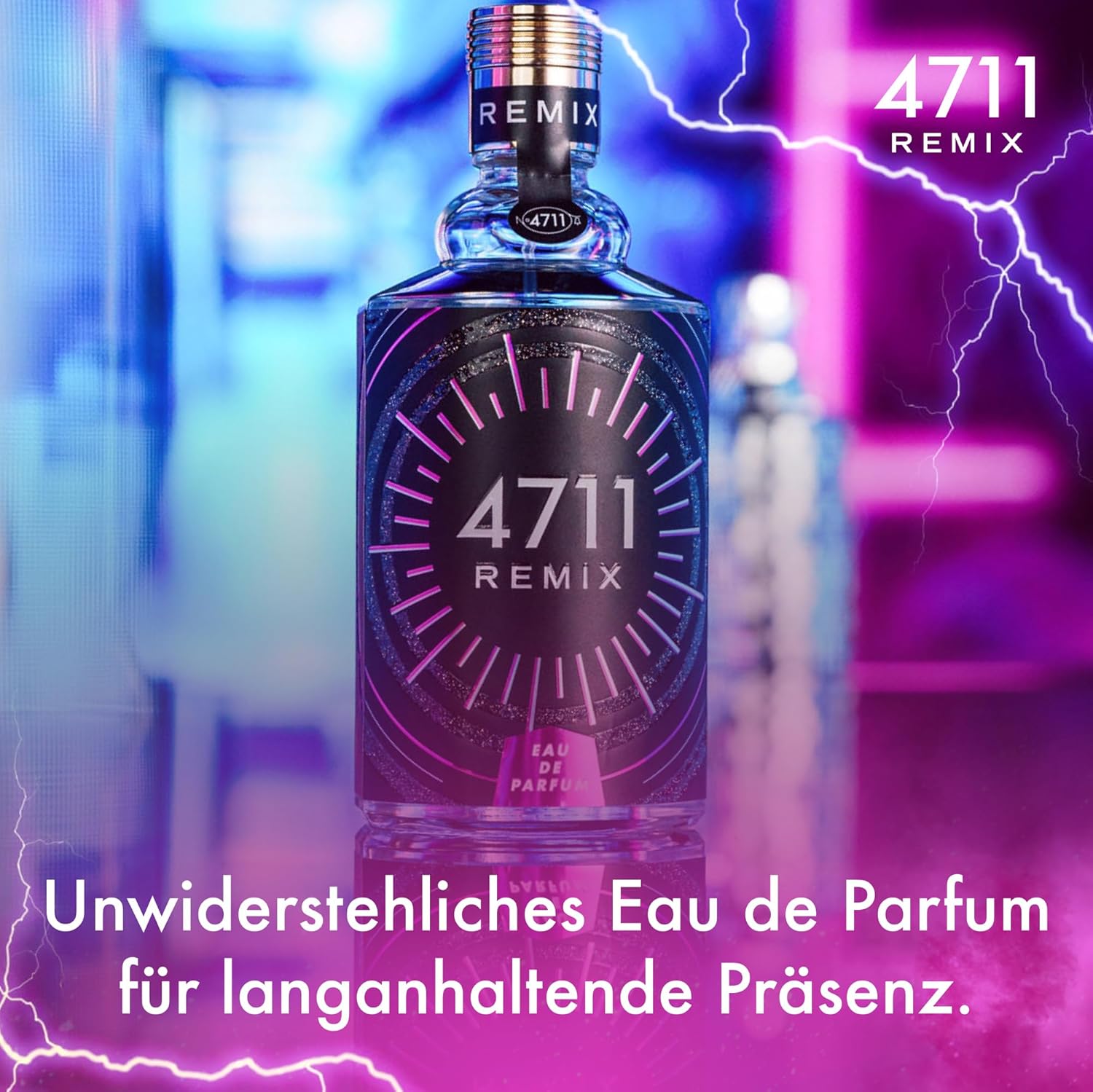 4711 Remix Electric Night Eau de Parfum, 100 ml: Damen Parfüm mit Zitrone, Pfingstrose, Zedernholz, Vanille – elektrisierender, intensiver, unwiderstehlicher Duft für Frauen