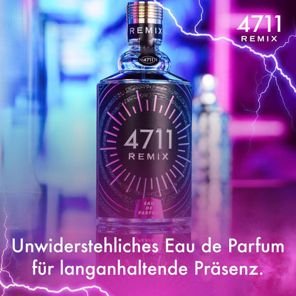 4711 Remix Electric Night Eau de Parfum, 100 ml: Damen Parfüm mit Zitrone, Pfingstrose, Zedernholz, Vanille – elektrisierender, intensiver, unwiderstehlicher Duft für Frauen