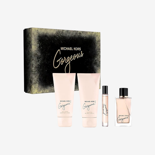Gorgeous by Michael Kors for Women – Geschenk-Set 3,4 oz EDP Spray, 3,4 oz Body Lotion, 3,4 oz Shower Gel, 0,33 oz Eau de Parfum Spray