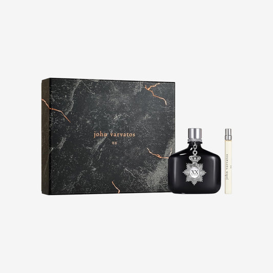 John Varvatos Set XX Duo Eau de Toilette für Herren, Zerstäuber, Taschenzerstäuber, Reisegröße, orientalischer & holziger Duft