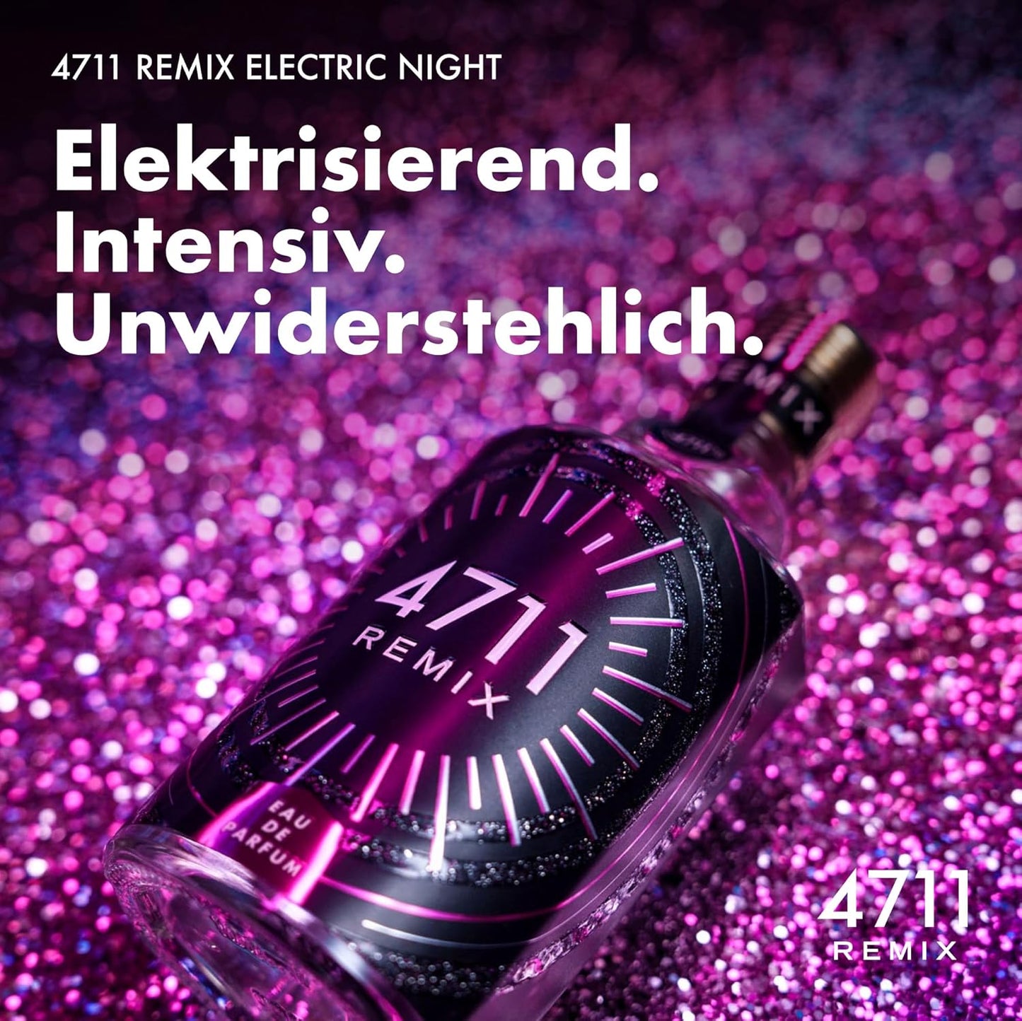 4711 Remix Electric Night Eau de Parfum, 100 ml: Damen Parfüm mit Zitrone, Pfingstrose, Zedernholz, Vanille – elektrisierender, intensiver, unwiderstehlicher Duft für Frauen