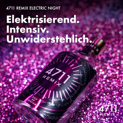 4711 Remix Electric Night Eau de Parfum, 100 ml: Damen Parfüm mit Zitrone, Pfingstrose, Zedernholz, Vanille – elektrisierender, intensiver, unwiderstehlicher Duft für Frauen