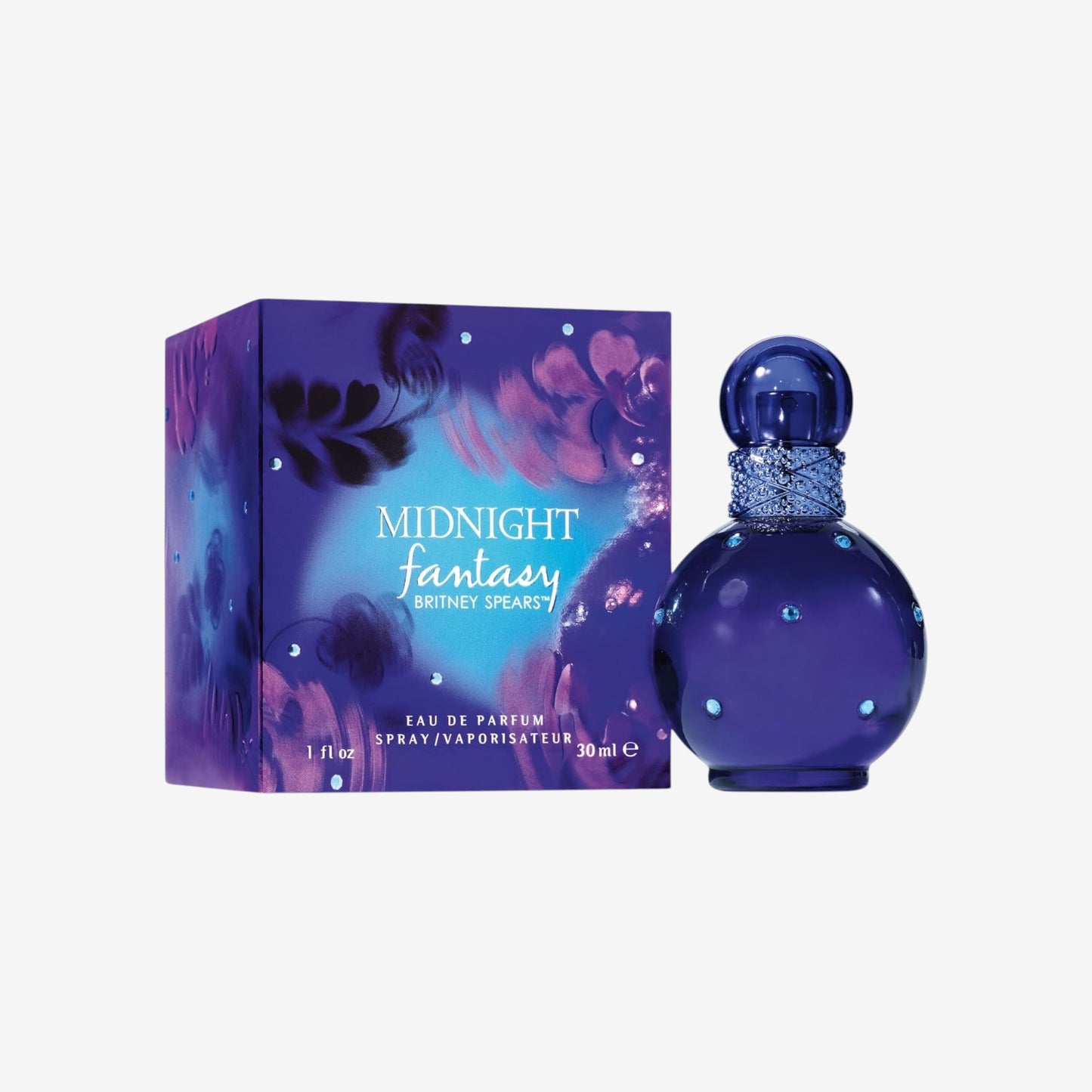 Britney Spears Midnight Fantasy 30 ml – Eau de Parfum für Damen – Blumiger Amber-Frucht Duft – Noten von Exotischer Pflaume, Samtiger Iris und Amber – Parfum Damen – Nachtblauer Flakon