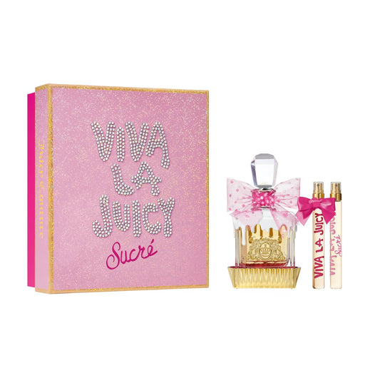 Juicy Couture – Viva La Juicy Sucré 3-teiliges Set, Gourmand-Duft mit süßem Amber, Mandarinen & Vanille, Unwiderstehliches Eau de Parfum für Damen, Langanhaltende Damendüfte für das Viva-Girl