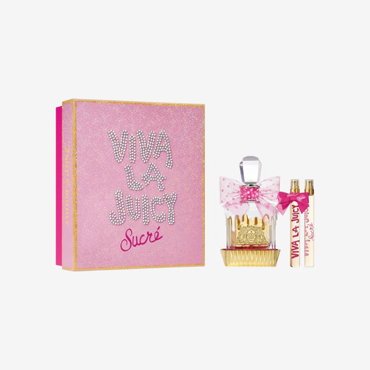 Juicy Couture – Viva La Juicy Sucré 3-teiliges Set, Gourmand-Duft mit süßem Amber, Mandarinen & Vanille, Unwiderstehliches Eau de Parfum für Damen, Langanhaltende Damendüfte für das Viva-Girl