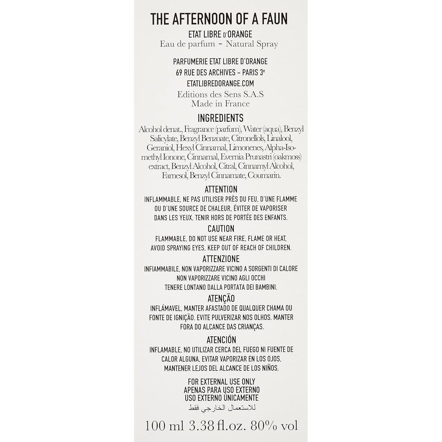 ETAT LIBRE D ORANGE The Afternoon as Faun EDP Vapo100 ml, 1er Pack (1 x 100 ml)