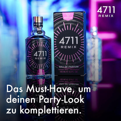 4711 Remix Electric Night Eau de Parfum, 100 ml: Damen Parfüm mit Zitrone, Pfingstrose, Zedernholz, Vanille – elektrisierender, intensiver, unwiderstehlicher Duft für Frauen