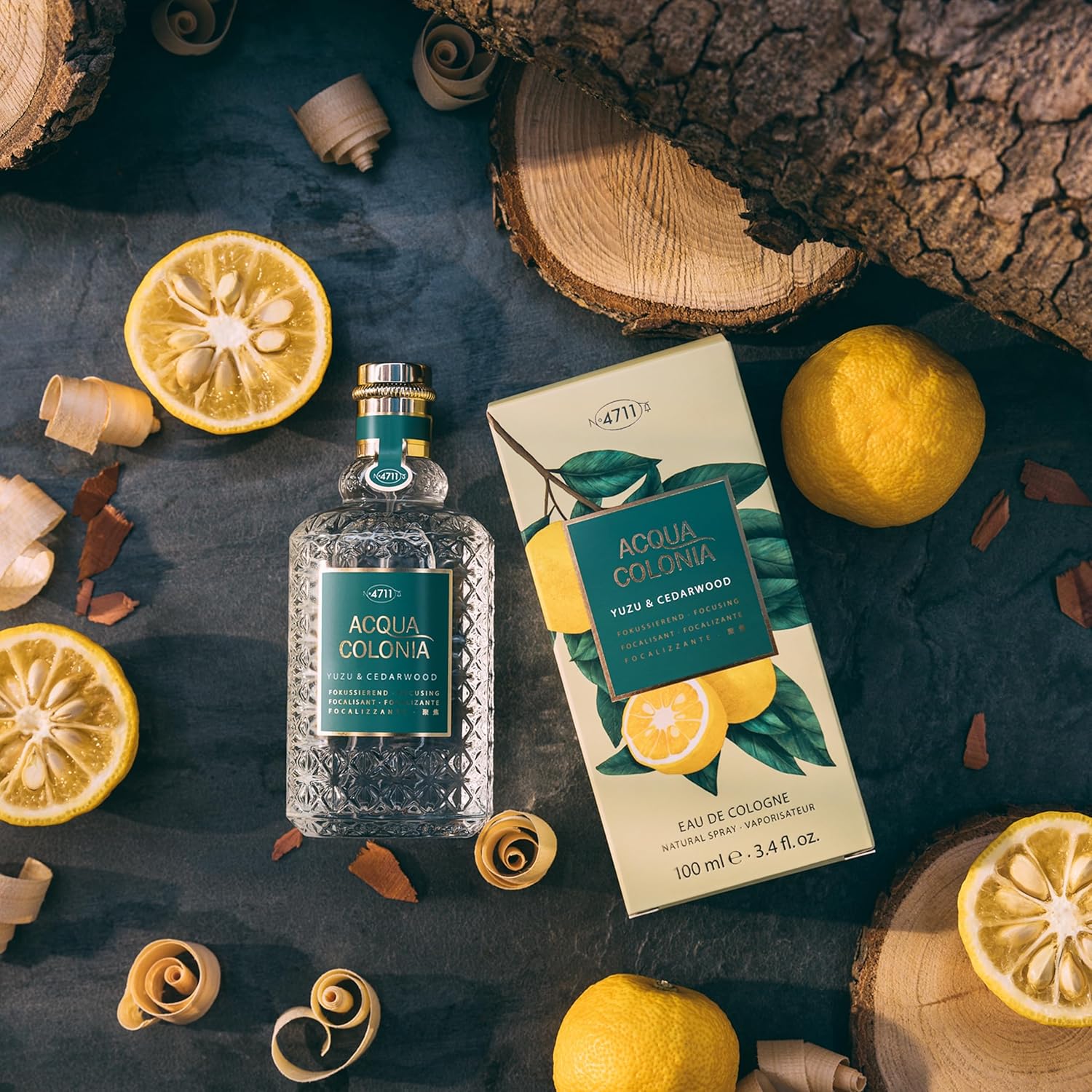 4711 Acqua Colonia® Yuzu & Cedarwood | Eau de Cologne - fokussierend - Wellness für die Sinne | 50ml Natural Spray