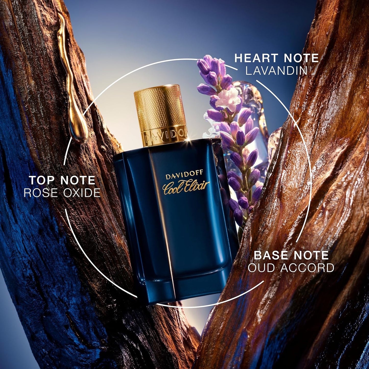 Davidoff Cool Elixir – Oud Parfum Intense – Mit Noten von Rosenoxid, Lavandin und einem Oud-Akkord – Luxus Parfums für Herren – Langanhaltender Duft