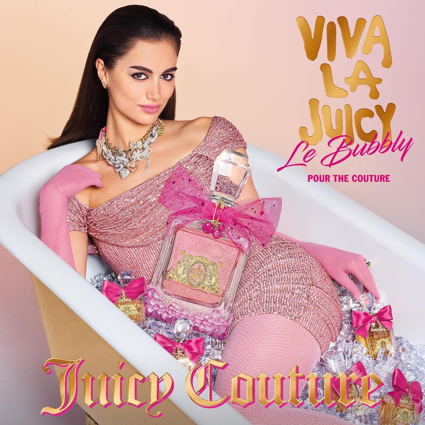 Juicy Couture Viva La Juicy Le Bubbly, Eau de Parfum für Damen, Zerstäuber, Taschenformat, Taschenzerstäuber, fruchtiger und leckerer Duft, rosa Beeren, Jasmin, Vanille, Damenduft-Set