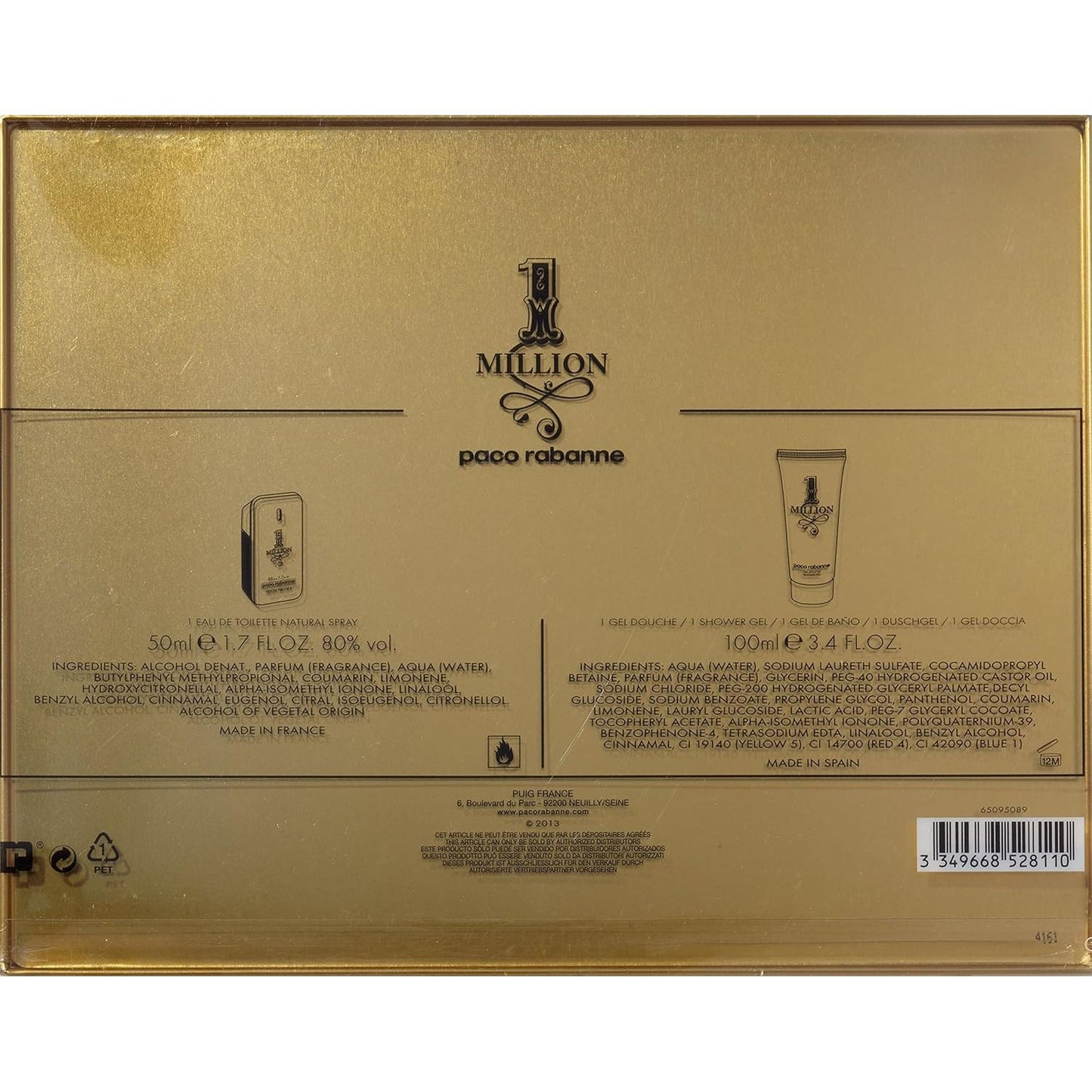 Paco Rabanne 1 One Million Set 50ml Eau de Toilette Spray + 100ml Duschgel
