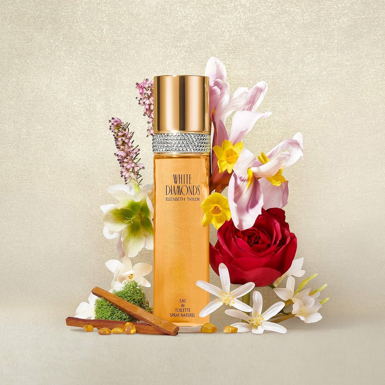 Elizabeth Taylor Set White Diamonds Eau de Toilette für Damen, feuchtigkeitsspendendes Duschgel, parfümiert, Körpercreme, Blumenduft, Spray, Damenduft, auf Basis von belebenden Noten