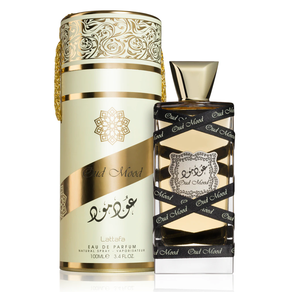 Parfum „Oud Mood“ von Lattafa, 100 ml, Duftnoten: Blumen, Bernstein, Moschus, Holz