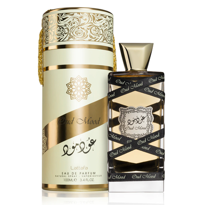 Parfum „Oud Mood“ von Lattafa, 100 ml, Duftnoten: Blumen, Bernstein, Moschus, Holz