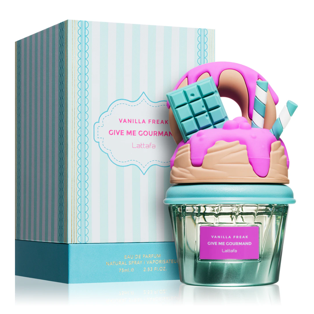 Lattafa Vanilla Freak Give Me Gourmand, Eau de Parfum, Süßer Dessert-Flakon Design, Vanille-Gourmand Duft, 75 ml
